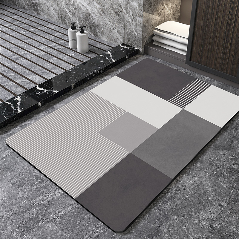 Bamboo Bath Mat - İskandinav Geometrik Diyatomit Banyo Paspası Süper